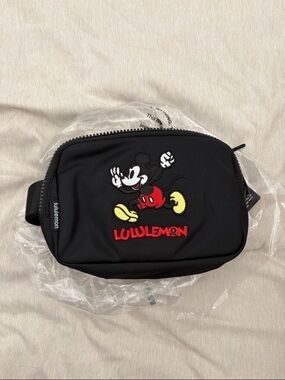 lululemon athletica Black Waist Bag with Mickey Embroidery
